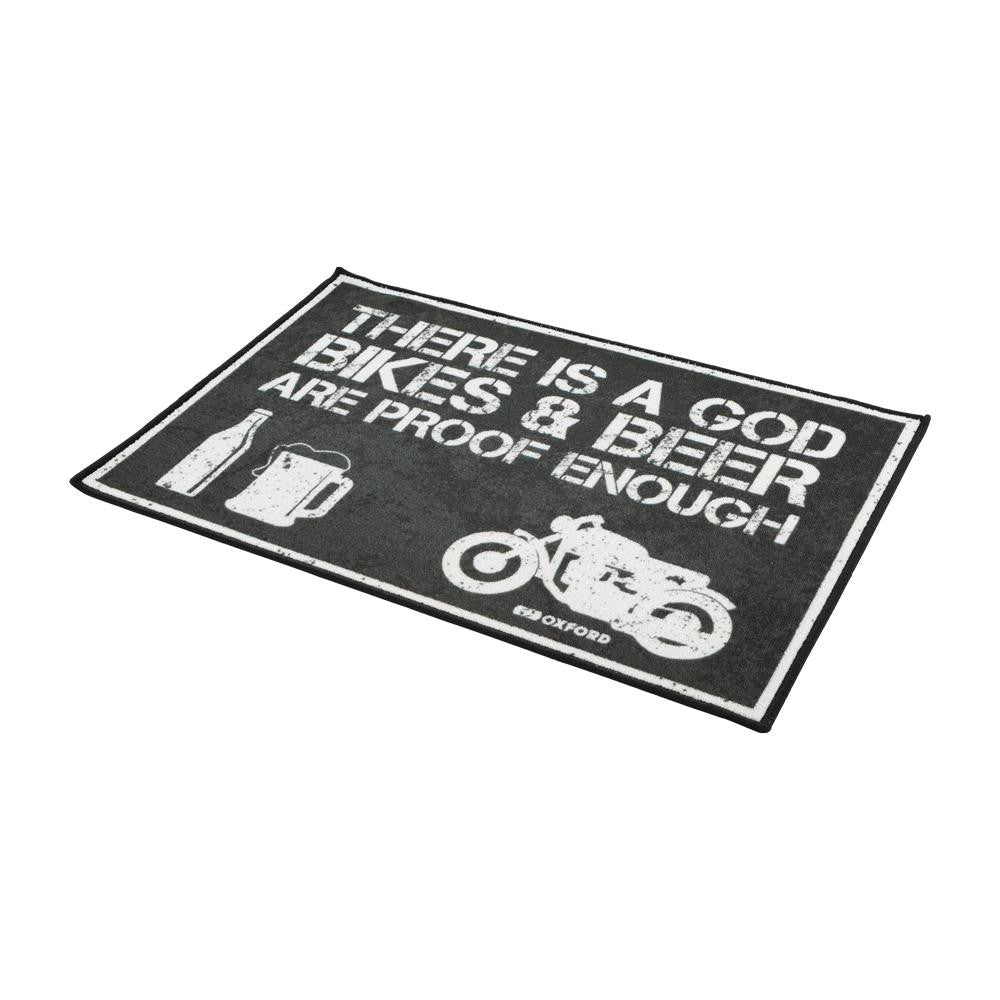 Oxford Non-slip Latex Motorcycle Door Mat There Is a God 90x60cm-Win Impex Moto
