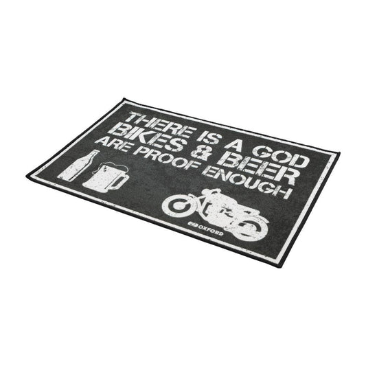 Oxford Non-slip Latex Motorcycle Door Mat There Is a God 90x60cm-Win Impex Moto