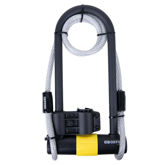Oxford Magnum Duo Motorcycle U-lock (170x315mm) with Bracket & Cable-Win Impex Moto
