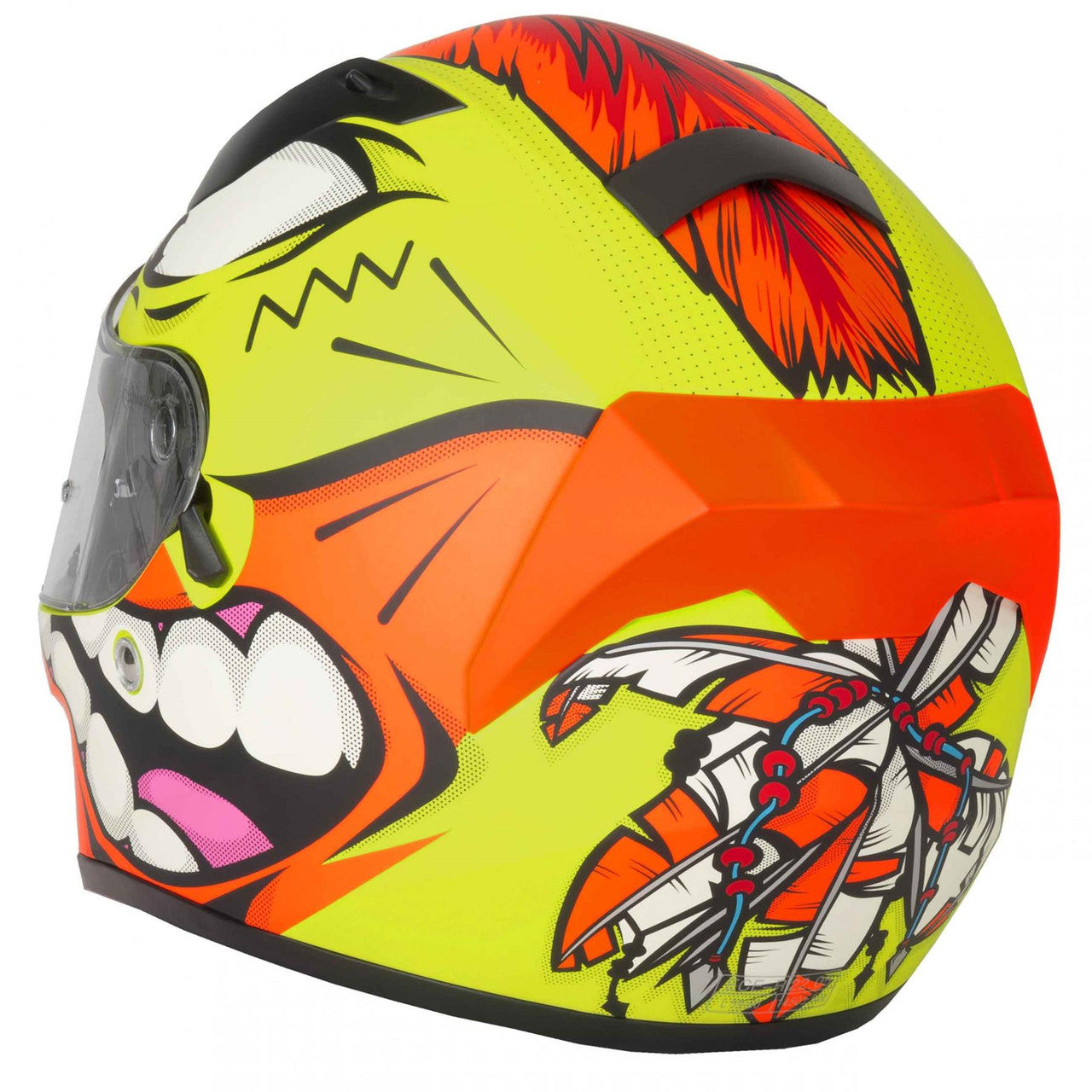 Vcan H128 Mohawk Full Face Motorcycle Helmet – Yellow/Orange-Win Impex Moto