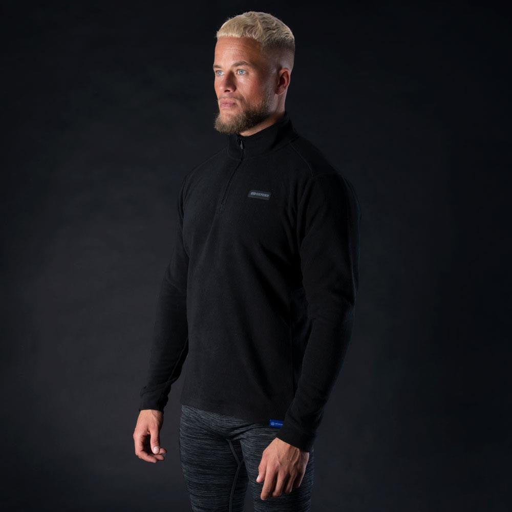 Oxford Advanced Micro Fleece 1/2 Neck MS Top Black-Win Impex Moto