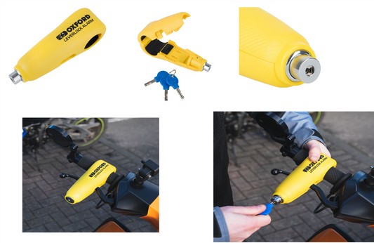 Oxford Motorcycle Motorbike Lever Lock Alarm - Yellow-Win Impex Moto