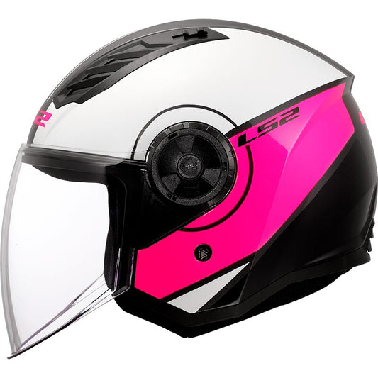 LS2 OF616 AIRFLOW II COVER WHITE PINK HELMET-Win Impex Moto