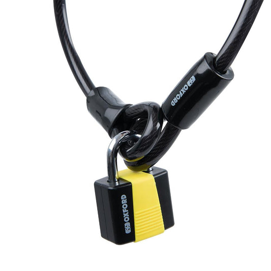 Oxford Loop Lock10 Hooped Cable + Padlock 10mm x 1.8m-Win Impex Moto