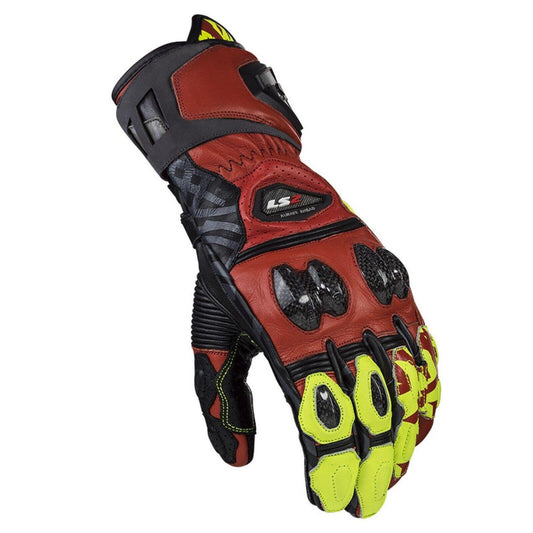 LS2 FENG MOTORBIKE RACING LEATHER GLOVES TOUCHSCREEN FINGER-Win Impex Moto