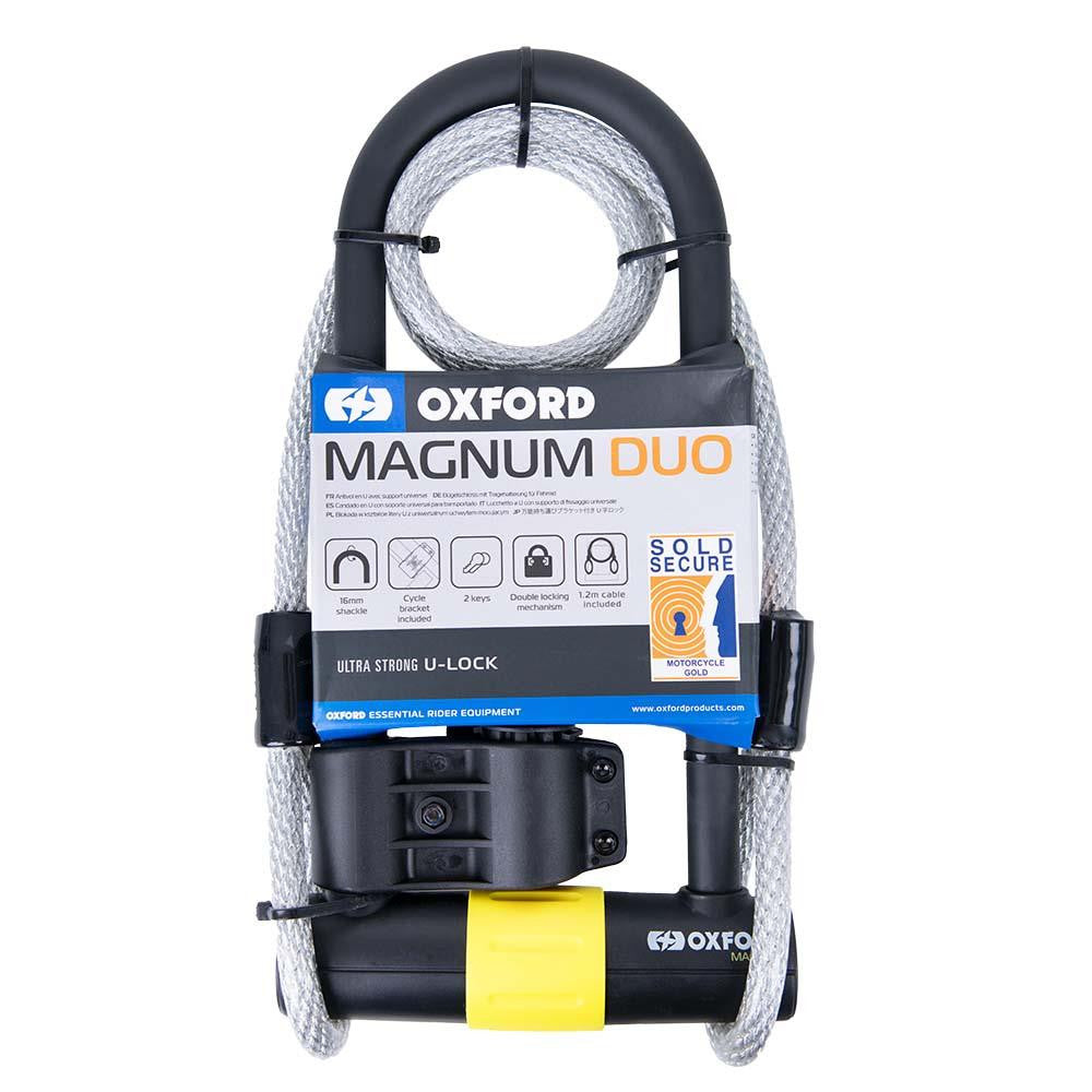 Oxford Magnum Duo Motorcycle U-lock (170x315mm) with Bracket & Cable-Win Impex Moto