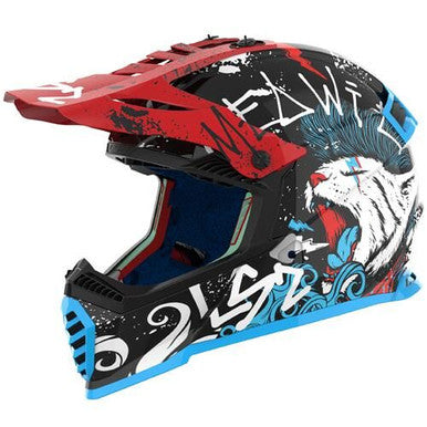 LS2 MX437 Fast II Mini Starmaw Kids Off Road Helmet Black Red-Win Impex Moto