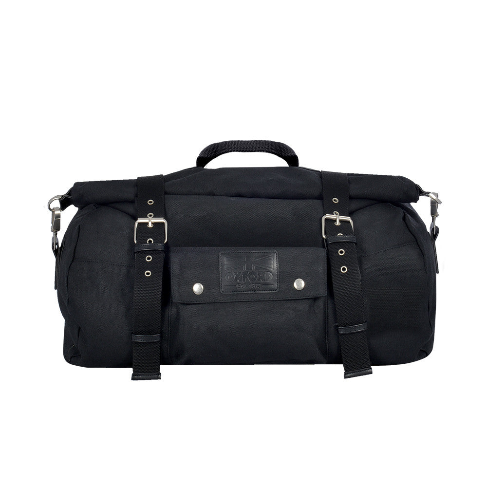 Oxford Heritage Motorcycle Roll Bag Panniers Luggage Black 30L-Win Impex Moto