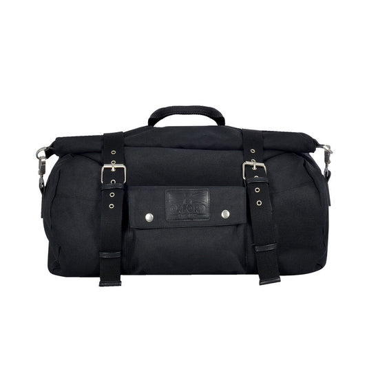 Oxford Heritage Motorcycle Roll Bag Panniers Luggage Black 30L-Win Impex Moto