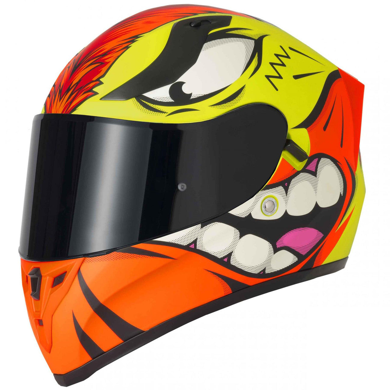 Vcan H128 Mohawk Full Face Motorcycle Helmet – Yellow/Orange-Win Impex Moto