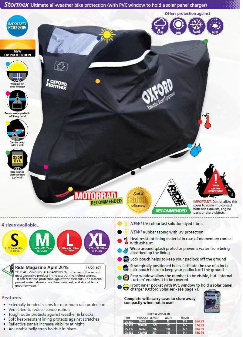 Oxford Stormex Dust/Sun/Rain Waterproof Motorbike Cover-Win Impex Moto