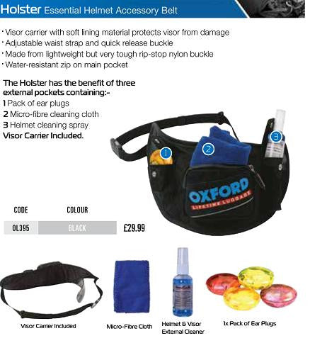 Oxford OL395 Motorcycle Bike Holster Visor Bag Carrier Helmet Accessory Belt-Win Impex Moto