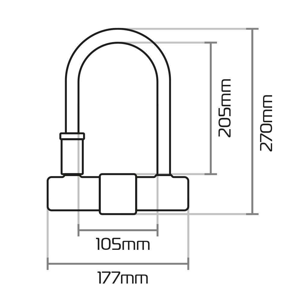 Oxford Motorcycle Motorbike Magnum U-lock (170x285mm) with Bracket-Win Impex Moto