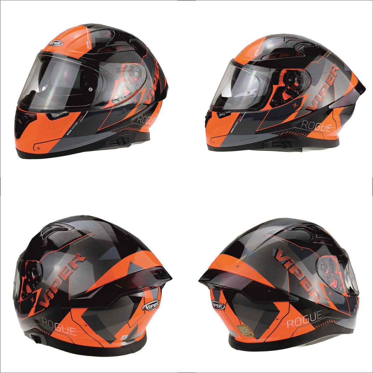 VIPER RSV95 ROGUE BLACK ORANGE FULL FACE MOTORBIKE MOTORCYCLE HELMET-Win Impex Moto
