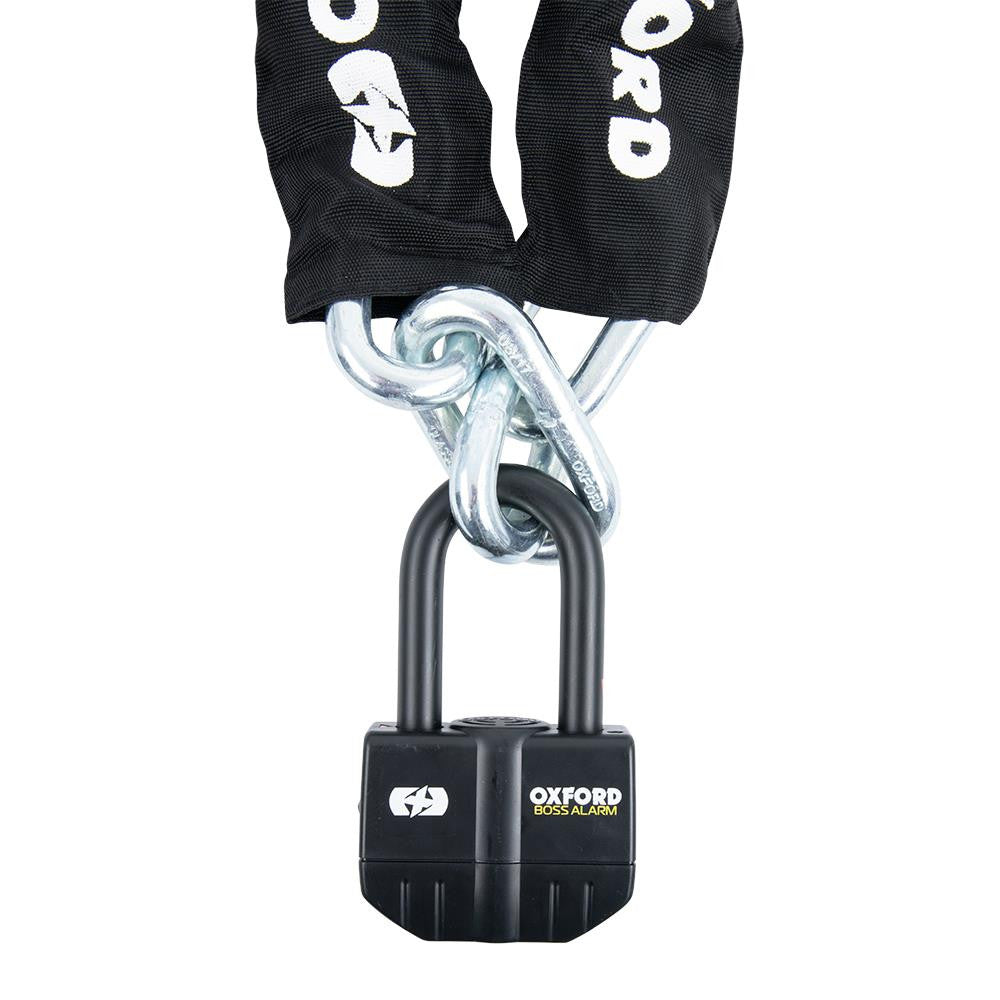 Oxford Boss Alarm Motorcycle Motorbike Security Chain Lock 1.5m-Win Impex Moto