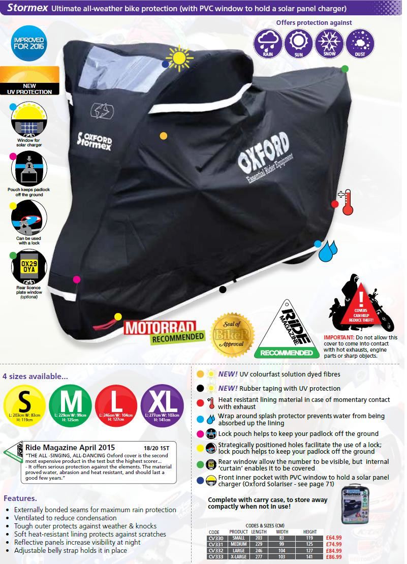 Oxford Stormex Dust/Sun/Rain Waterproof Motorbike Cover-Win Impex Moto