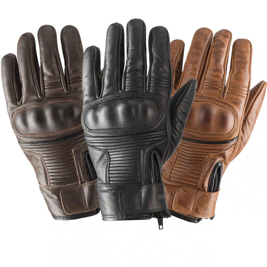 Rayven Vintage Motorcycle Motorbike Touring CE Leather Gloves – Summer Cruiser-Win Impex Moto