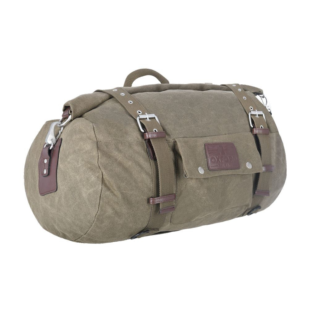 Oxford Heritage Roll Bag Motorcycle Luggage Khaki 30L-Win Impex Moto
