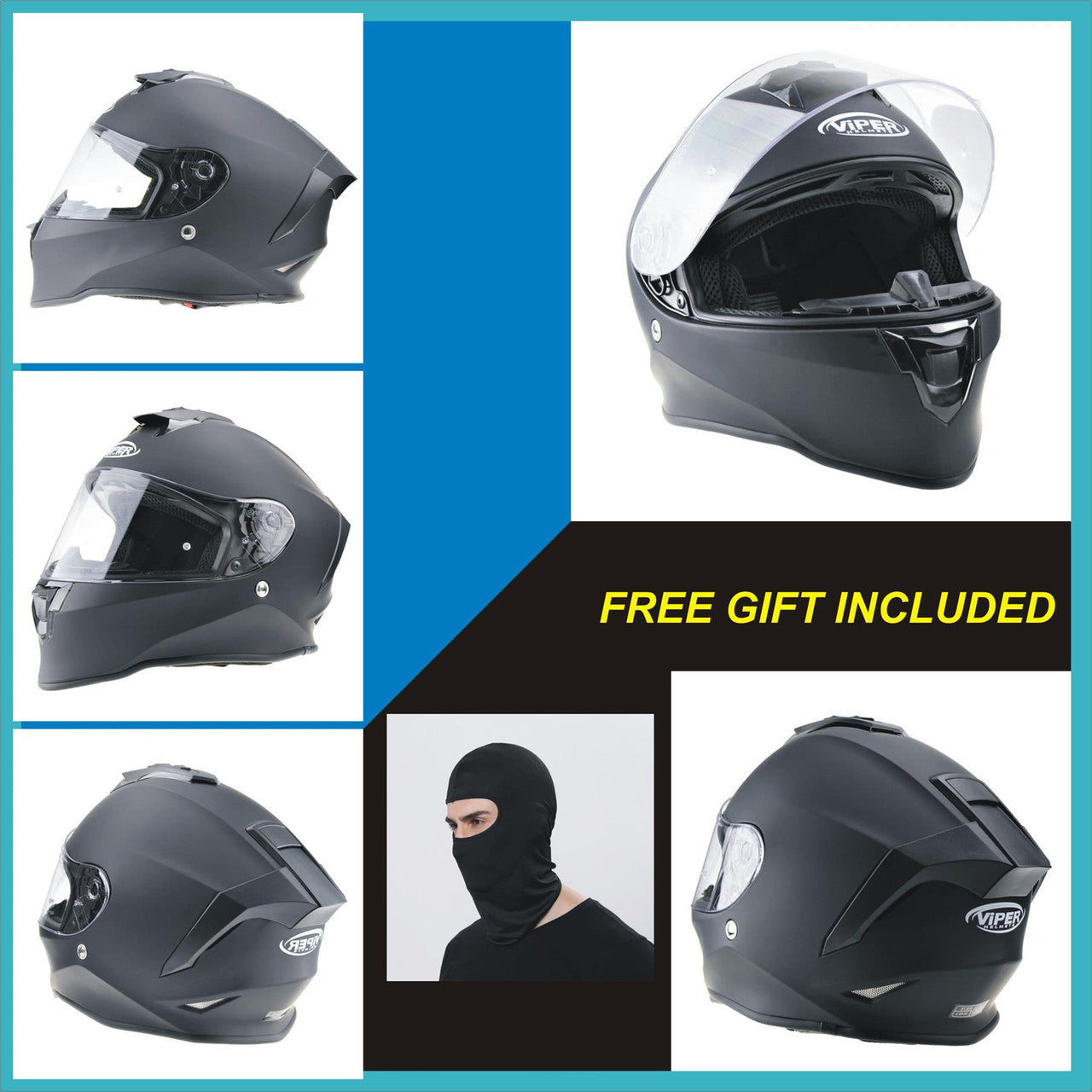 Viper RS55 Race Full Face Helmet Matt BLack-Win Impex Moto