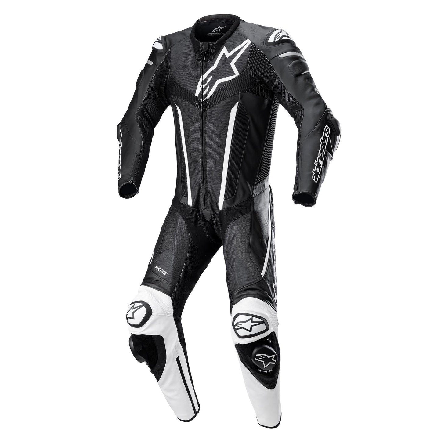Alpinestars Fusion Motorcycle Racing Leather 1 Piece Suit Black White-Win Impex Moto