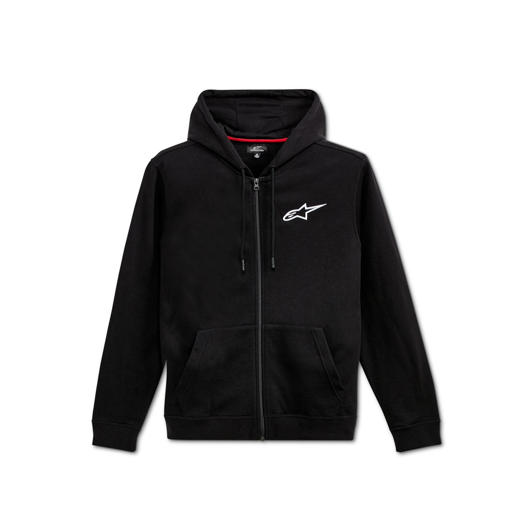 ALPINESTARS AGELESS CHEST HOODIE BLACK WHITE MOTORBIKE HOODIE ZIPPER HOODIE-Win Impex Moto