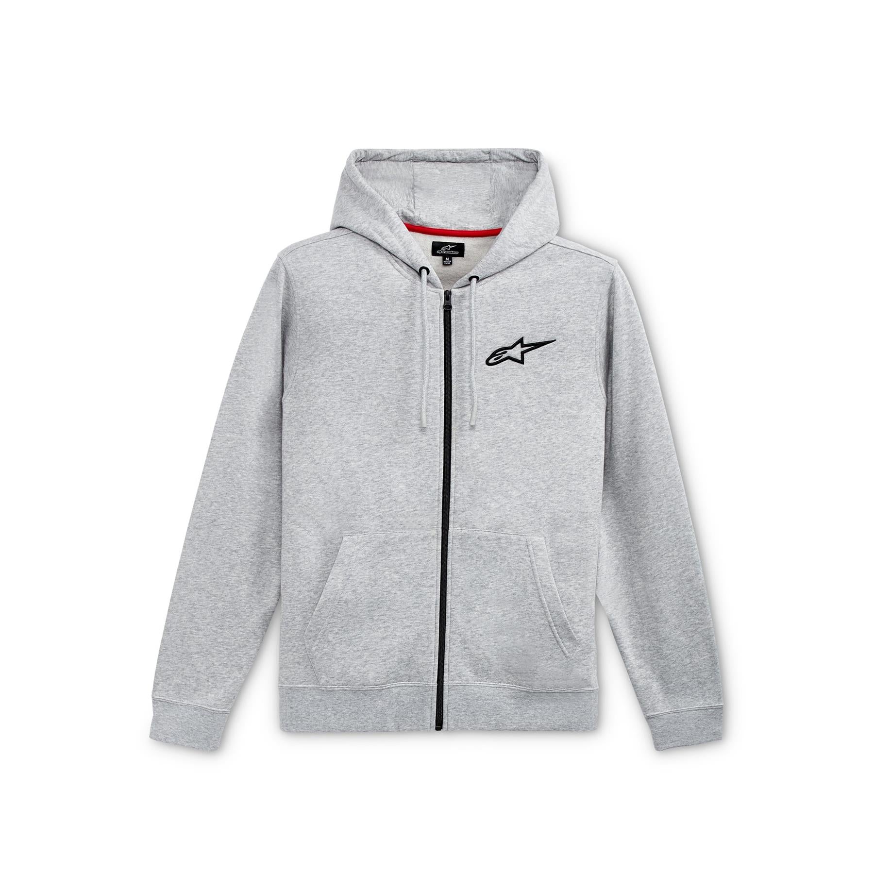 ALPINESTARS AGELESS CHEST HOODIE GREY HEATHER BLACK MOTORBIKE ZIPPER HOODIE-Win Impex Moto