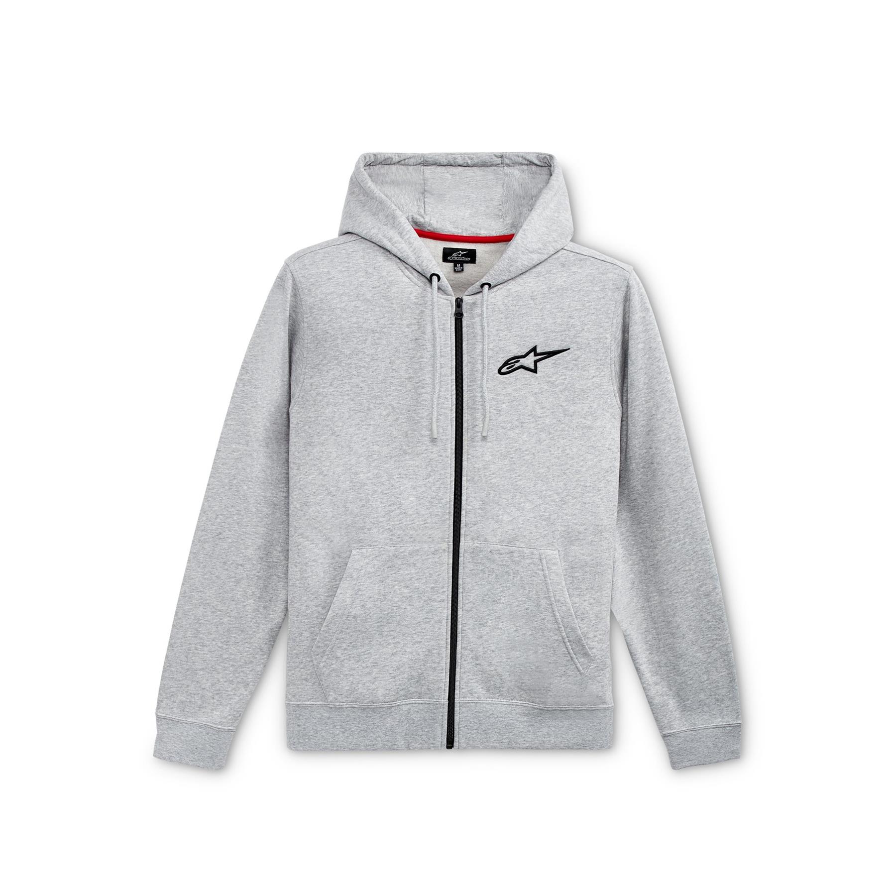 ALPINESTARS AGELESS CHEST HOODIE GREY HEATHER BLACK MOTORBIKE ZIPPER HOODIE-Win Impex Moto