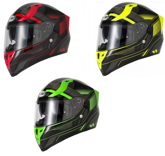 Vcan H128 Motorcycle Quick Release Helvet Helmet - Green/Red/Yellow-Win Impex Moto