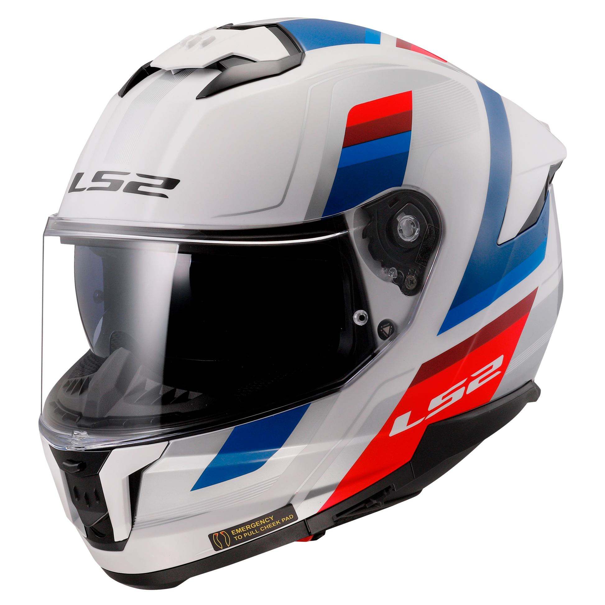 LS2 FF808 Stream II Vintage Motorcycle Full Face Helmet White Blue Red-Win Impex Moto
