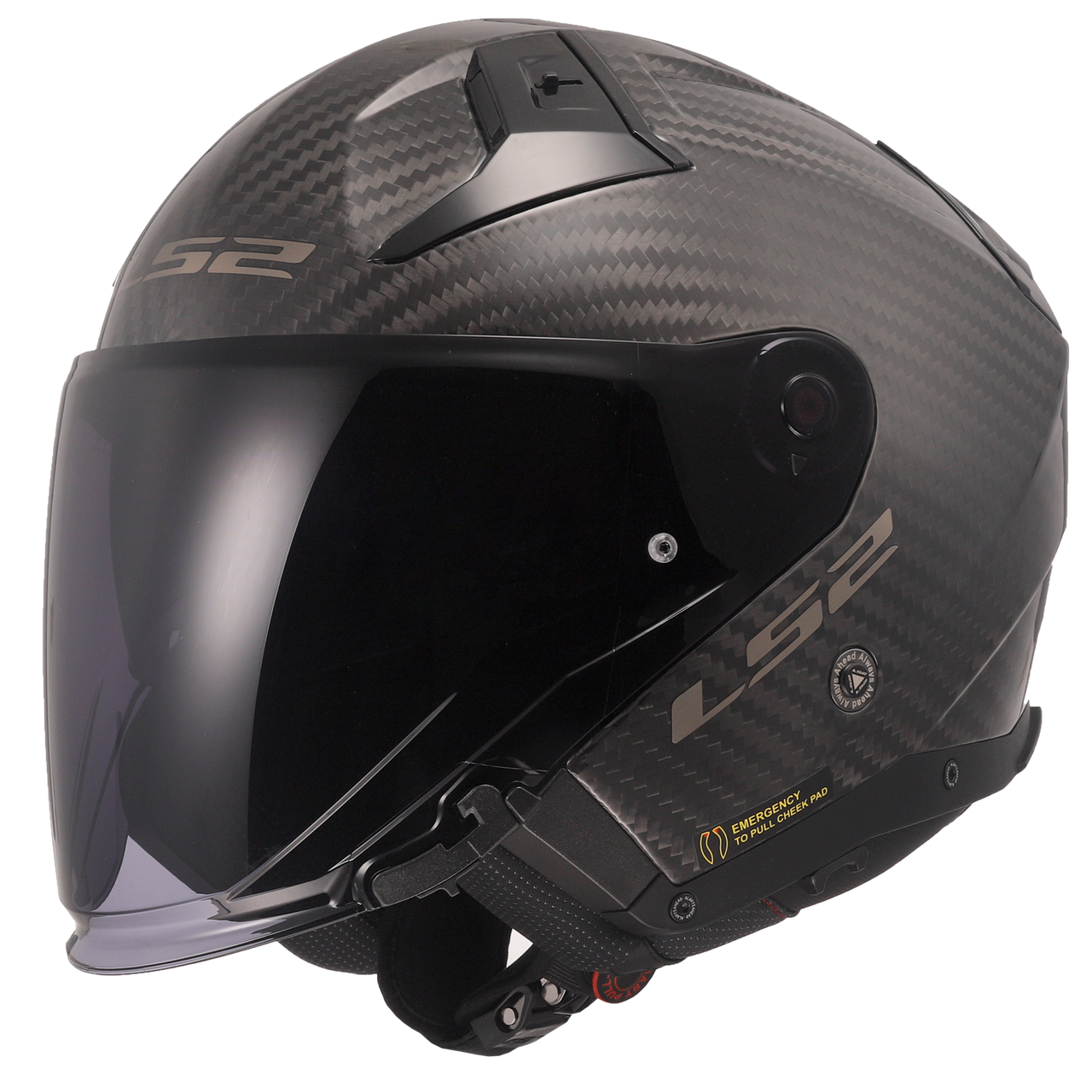 LS2 OF603 Infinity II Gloss Carbon Fibre Open Face Motorbike Helmet-Win Impex Moto