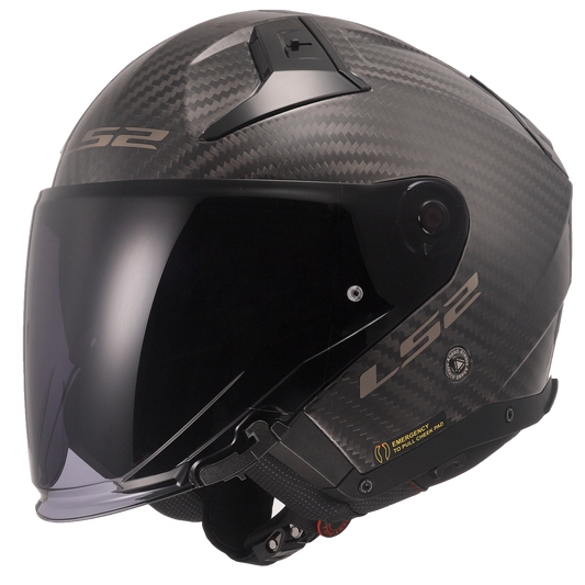 LS2 OF603 Infinity II Gloss Carbon Fibre Open Face Motorbike Helmet-Win Impex Moto