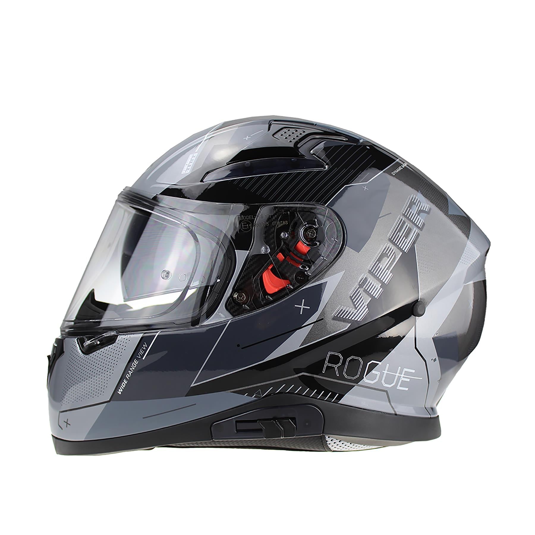 VIPER RSV95 ROGUE BLACK GREY FULL FACE STREET MOTORBIKE MOTORCYCLE HELMET UK-Win Impex Moto