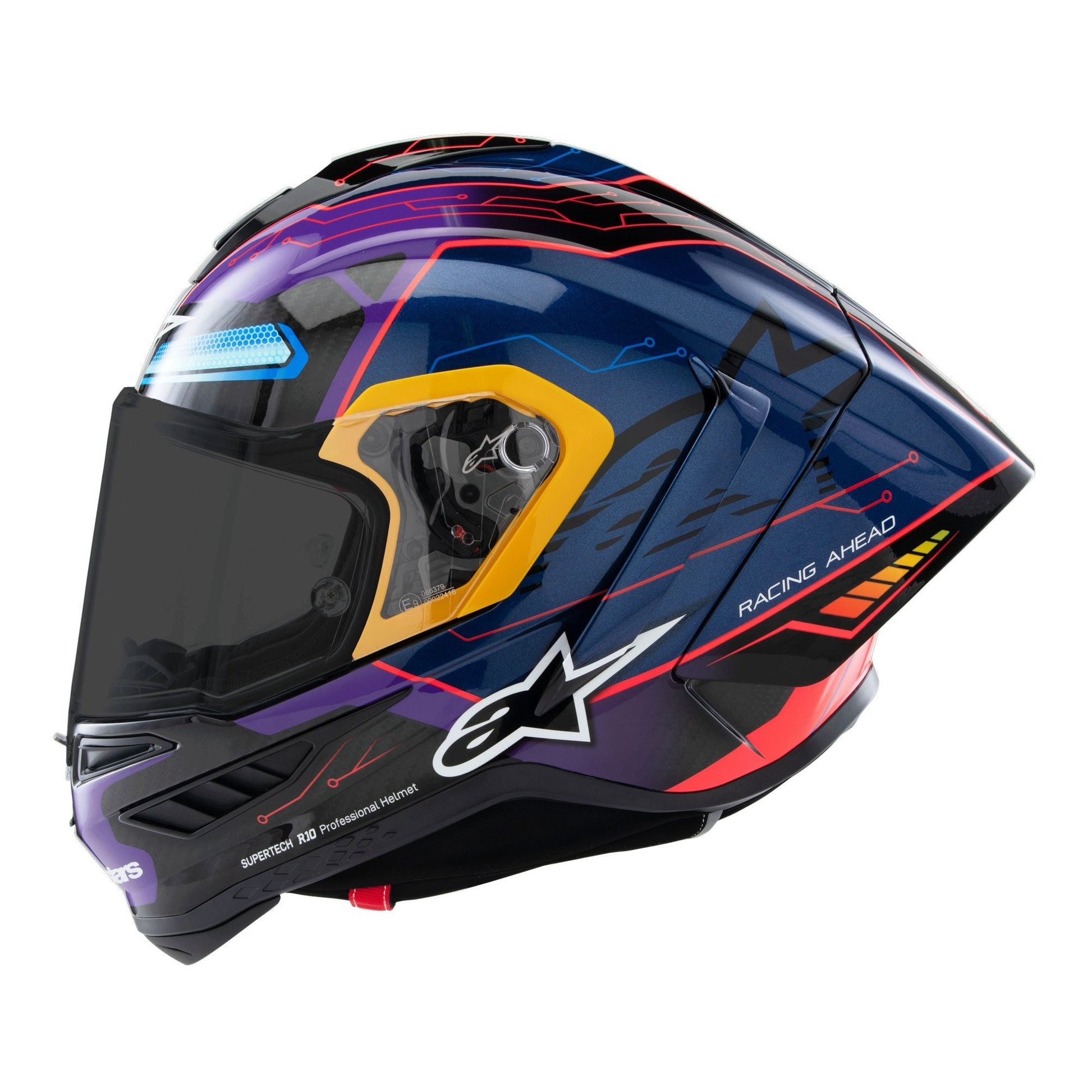 Alpinestars Supertech R10 Martinator R01 Full Face Motorcycle Helmet | Blue, Purple & Red Gloss Finish-Win Impex Moto