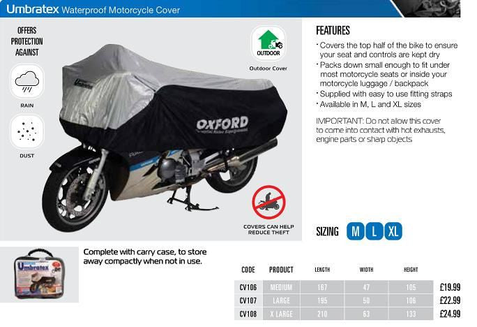Oxford Umbratex Large – Durable Motorcycle Gear Protection Cover-Win Impex Moto