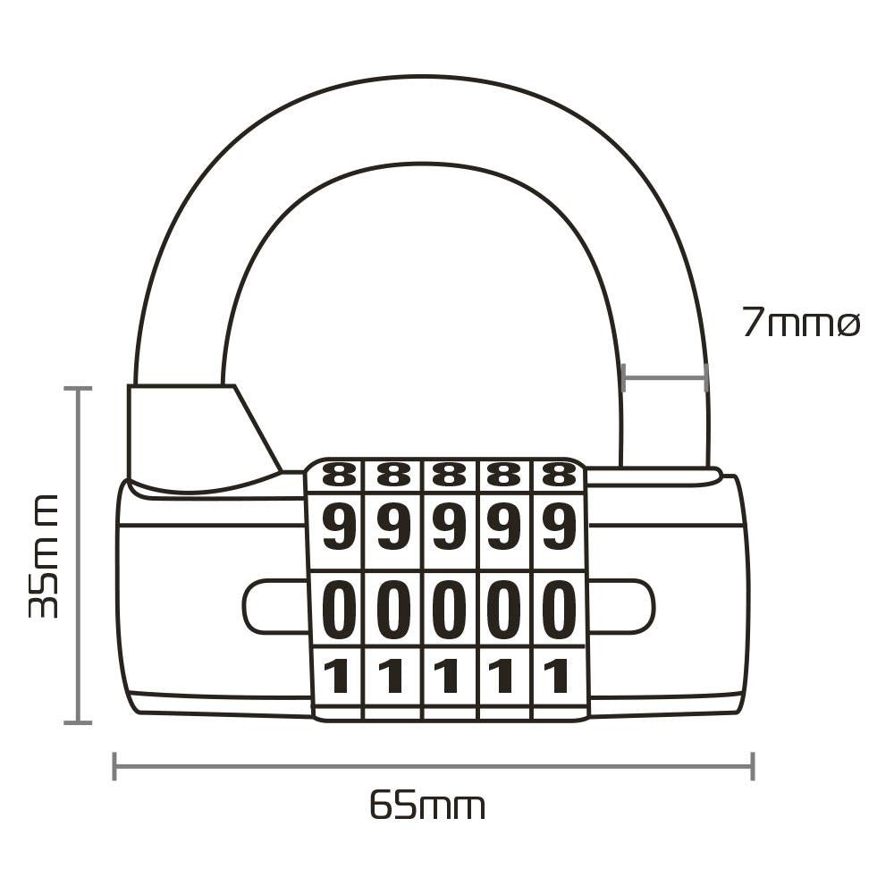 Oxford 5-digit combination padlock-Win Impex Moto