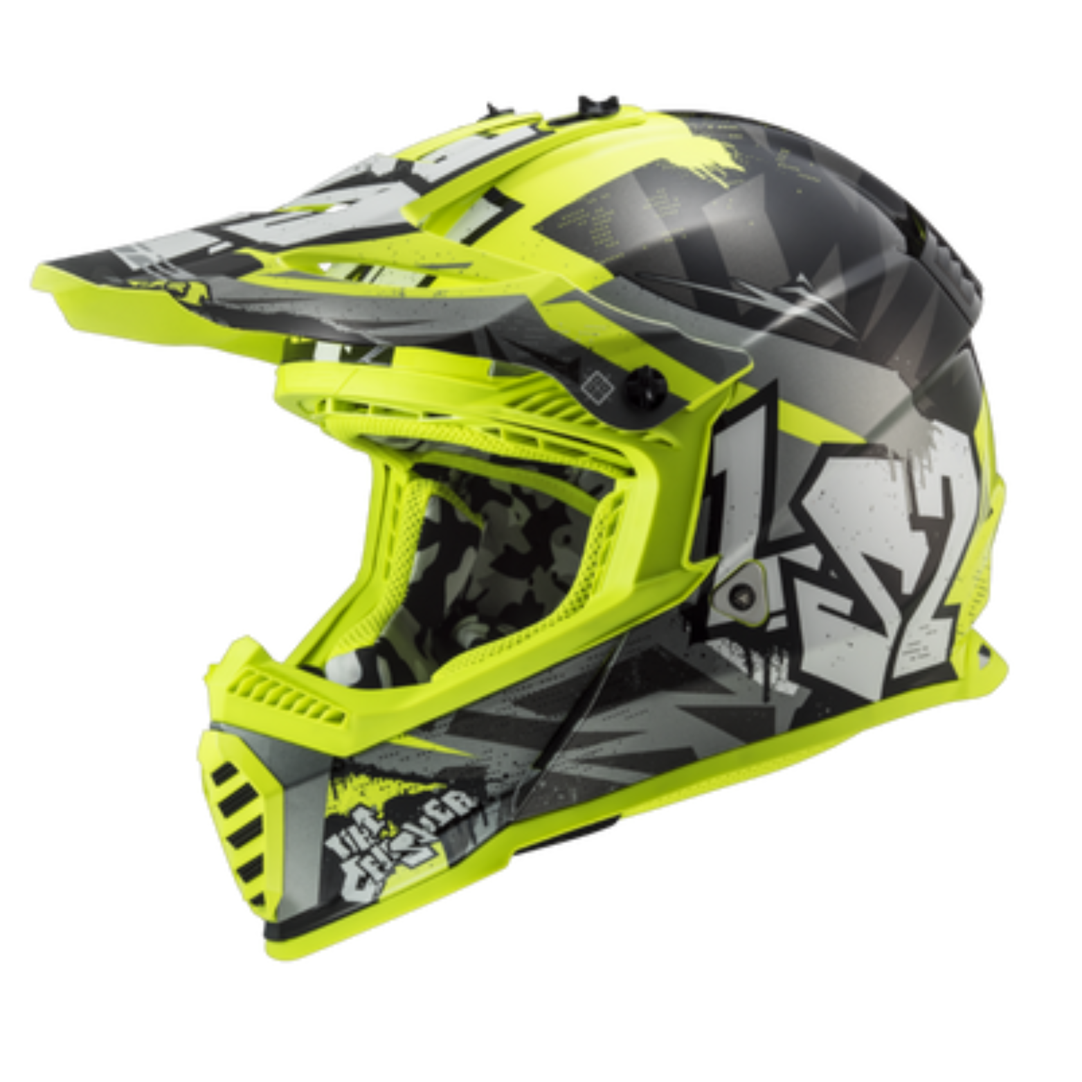 LS2 MX437 Fast II Mini Crusher Kids Off Road Helmet Black Yellow-Win Impex Moto