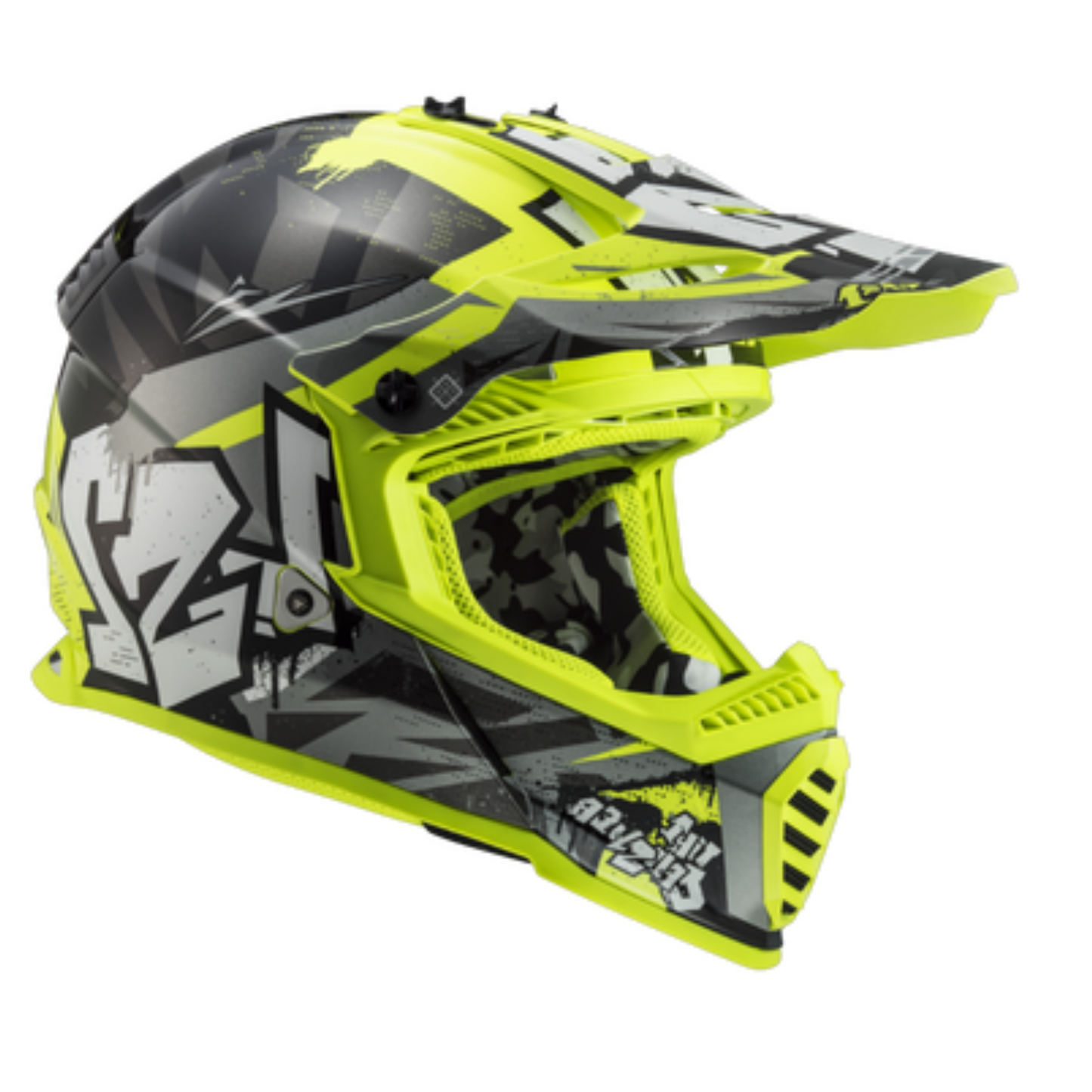 LS2 MX437 Fast II Mini Crusher Kids Off Road Helmet Black Yellow-Win Impex Moto