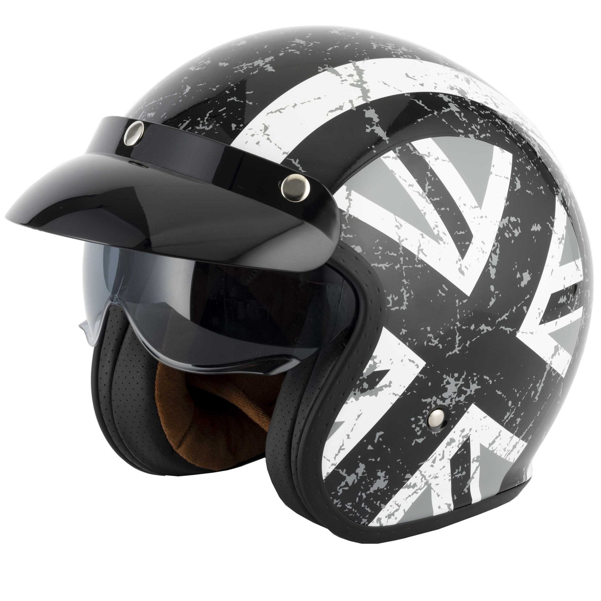 Vcan H589 Black Jack Motorbike Open Face Helmet-Win Impex Moto