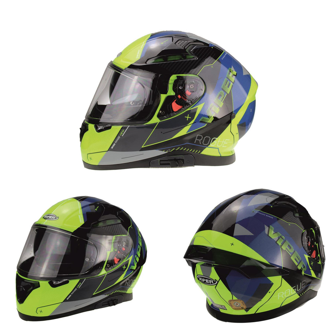 VIPER RSV95 ROGUE BLACK BLUE FULL FACE ROAD CRASH MOTORBIKE MOTORCYCLE HELMET-Win Impex Moto