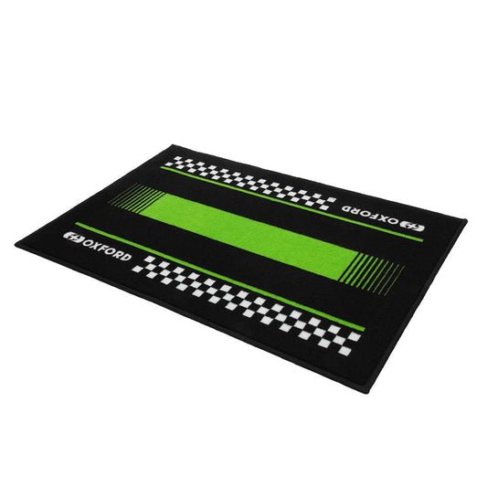 Oxford Pitlane Green Motorcycle Door Mat Non-slip 90 x 60cm-Win Impex Moto