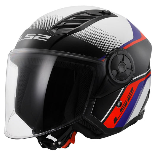 LS2 OF616 Airflow II Open Face Rush Motorcycle Helmet White Blue Red ECE 22.06-Win Impex Moto