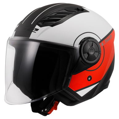 LS2 OF616 Airflow II Cover Open Face Helmet Matt White Red-Win Impex Moto