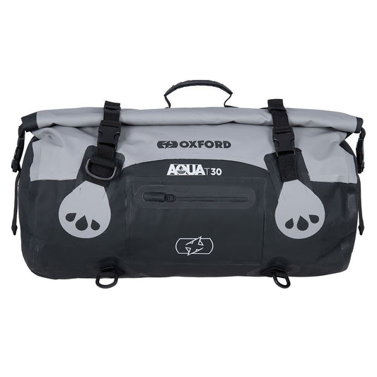 Oxford Aqua Motorcycle T-30 Roll Bag Wipe Clean Grey Black-Win Impex Moto