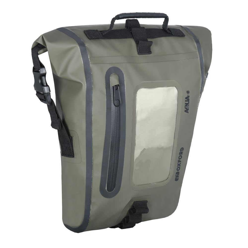 Oxford Aqua M8 Motorcycle Tank Bag Luggage Khaki Black-Win Impex Moto