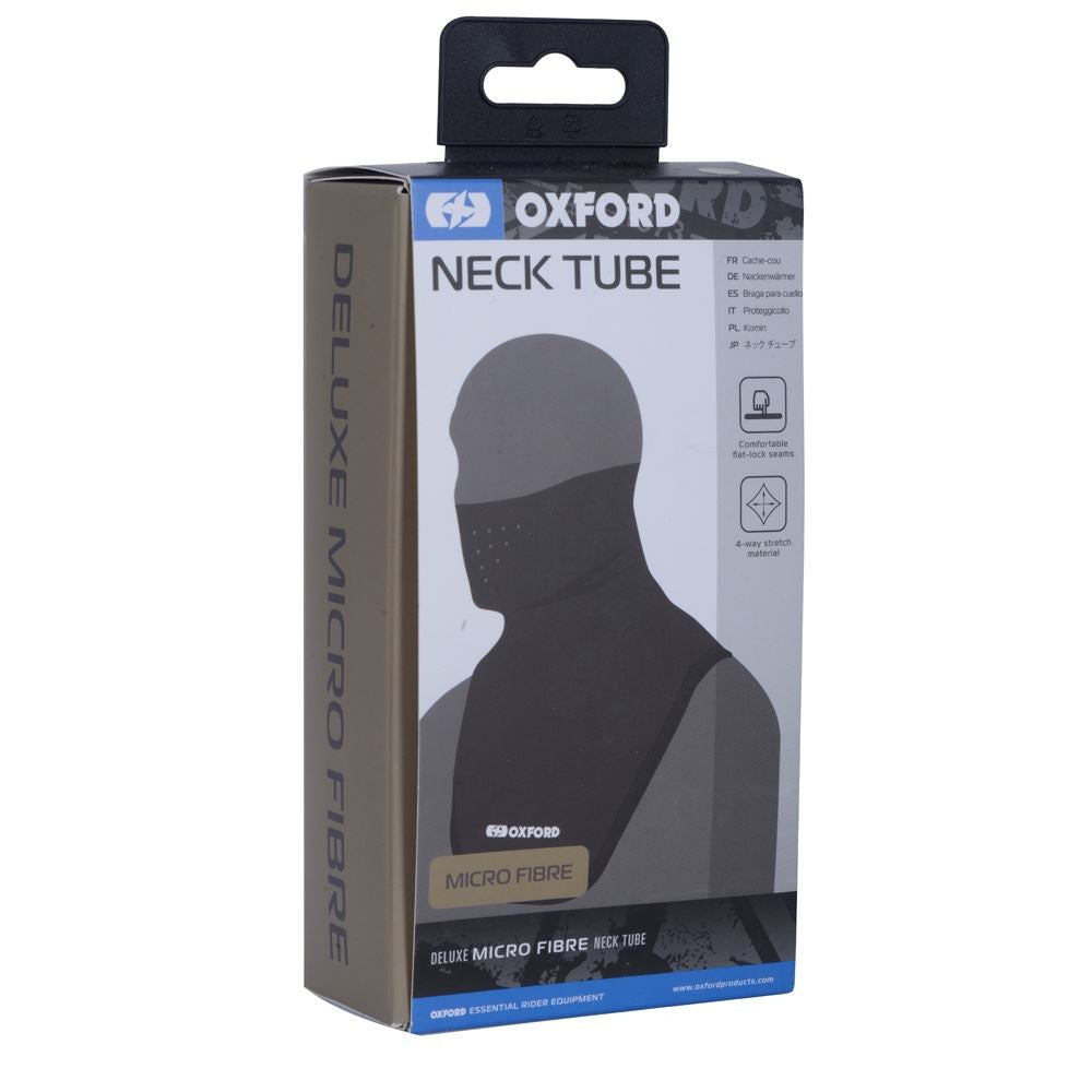 Oxford Deluxe Micro Fibre Motorcycle Neck Tube Black-Win Impex Moto