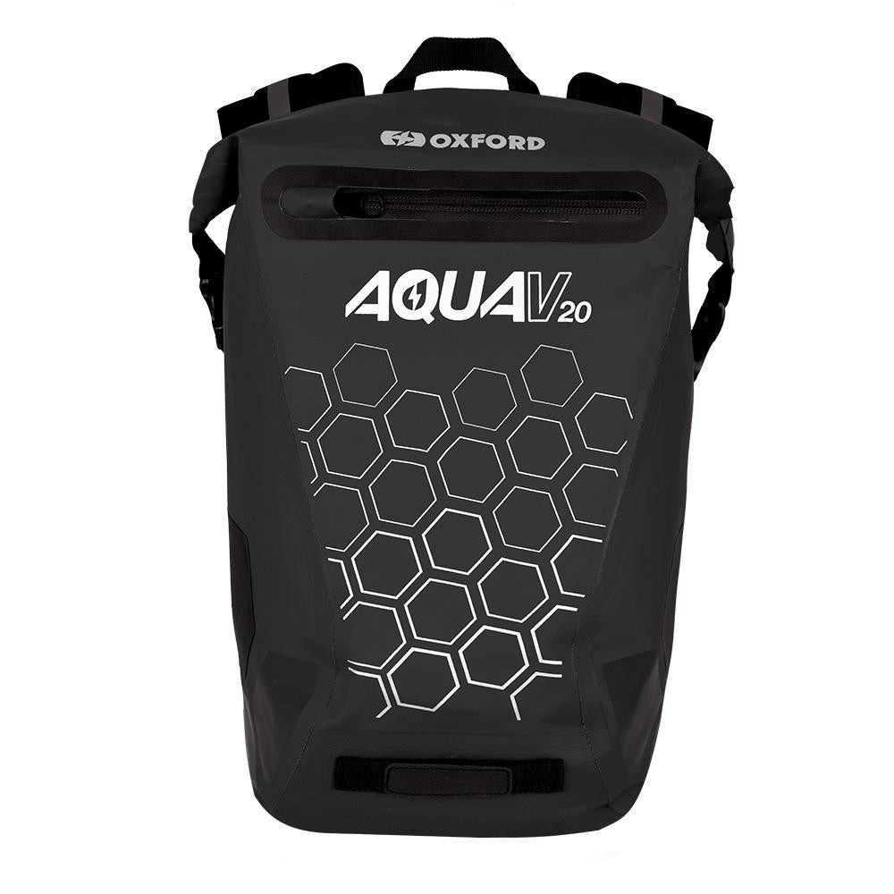 Oxford Aqua V20 Waterproof 20 Liter Motorcycle Backpack Black-Win Impex Moto