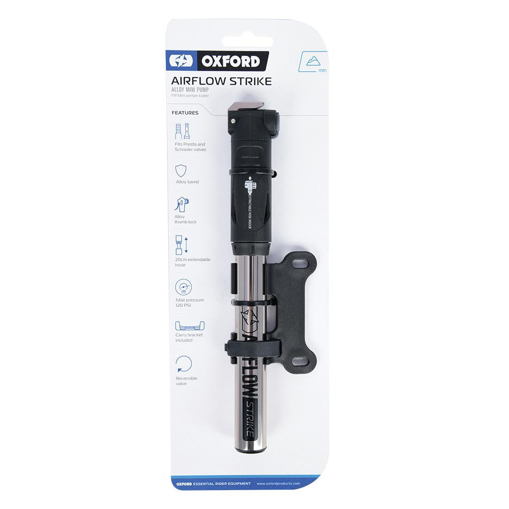 Oxford Airflow Strike Alloy Mini Pump-Win Impex Moto