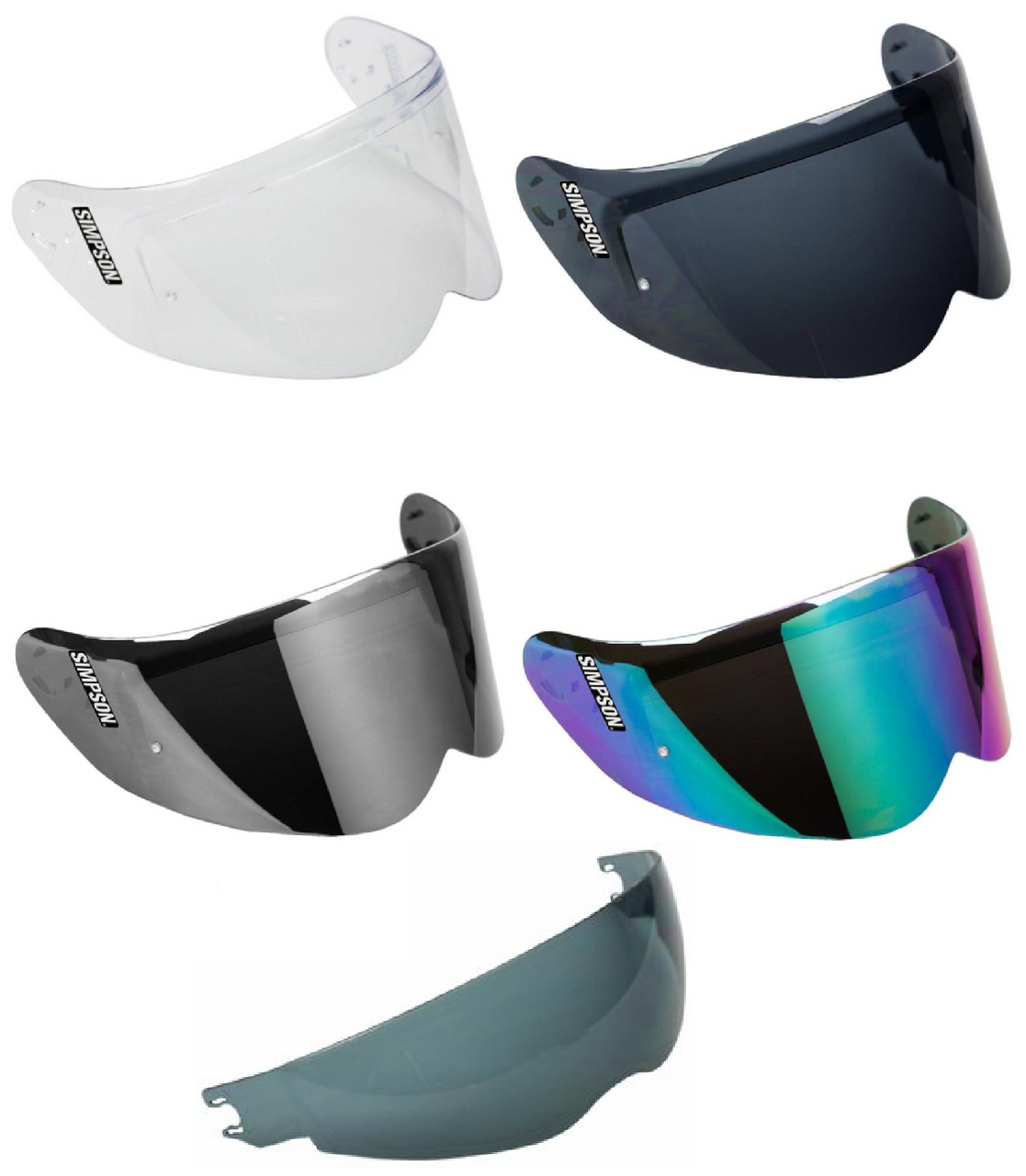 Simpson Venom Visor clear, Rainbow, Mirror, Tinted, Dark Smoke-Win Impex Moto
