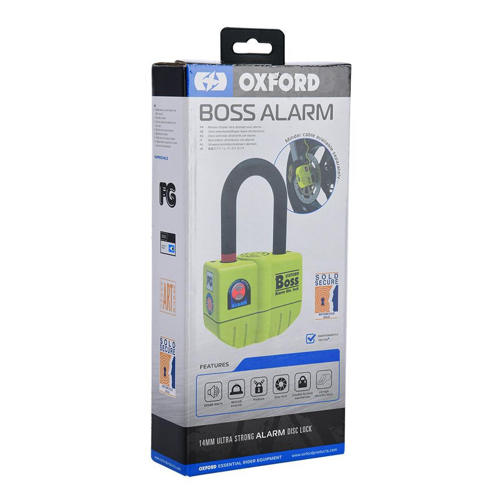 Oxford Boss Alarm Motorcycle Security Lock & Chain 12mm x 2.0m-Win Impex Moto