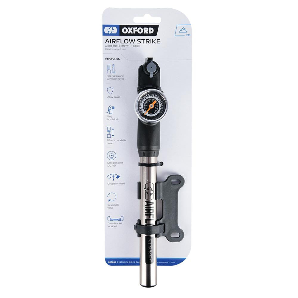 Oxford Airflow Bicycle Motorbike Strike Alloy Mini Pump-Win Impex Moto